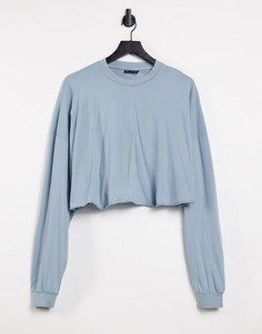 Синий выбеленный oversized-лонгслив свободного кроя ASOS DESIGN-Голубой