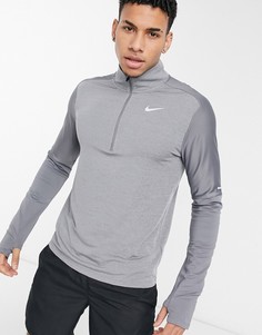 Серый топ с короткой молнией длиной 1/4 Nike Running Element