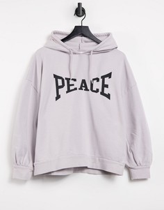 Серый худи с надписью Peace Topshop