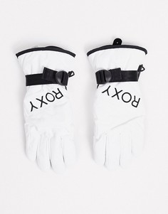 Белые лыжные перчатки Roxy Jetty Solid-Белый