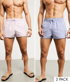 2 фиолетовых суперкоротких шортов для плавания ASOS DESIGN - НАБОР СО СКИДКОЙ-Фиолетовый цвет