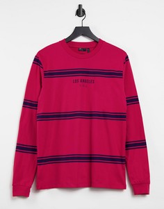 Красный полосатый лонгслив с принтом "Los Angeles" ASOS DESIGN