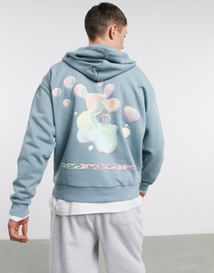 Oversized-худи с принтом пузырьков в разных местах ASOS DESIGN-Серый
