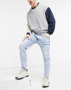 Голубые выбеленные джинсы скинни Bershka-Голубой