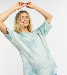 Oversized-футболка мятного выбеленного цвета с однотонным принтом тай-дай от комплекта ASOS DESIGN Maternity-Зеленый