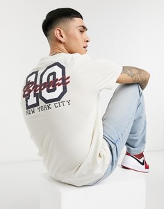 Бежевая футболка с принтом "New York" в университетском стиле на спине ASOS DESIGN-Бежевый