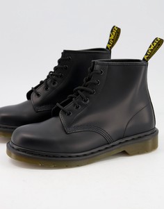 Черные гладкие ботинки с 6 парами люверсов Dr Martens 101-Черный цвет