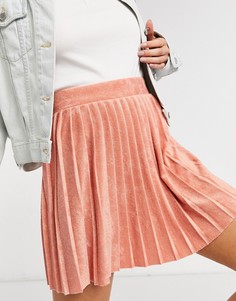 Плиссированная махровая мини-юбка розоватого цвета ASOS DESIGN-Многоцветный