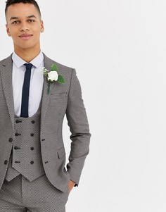 Серый супероблегающий пиджак с легкой фактурной отделкой ASOS DESIGN Wedding-Коричневый цвет