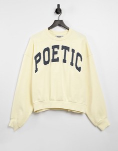 Светло-желтый oversized-свитшот из органического хлопка с вышитой надписью Weekday Pam-Многоцветный