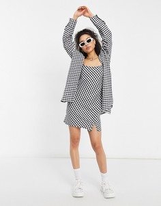 Платье-комбинация мини в клетку ASOS DESIGN-Многоцветный