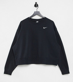 Черный свитшот в стиле oversized с маленьким логотипом-галочкой Nike Plus-Черный цвет