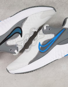 Белые с серым кроссовки Nike Running Renew Run 2-Серый