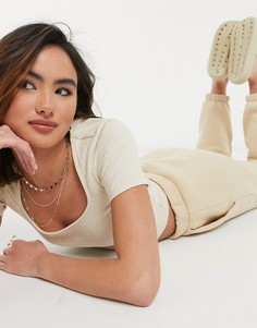 Бежевый топ из органического хлопка с квадратным вырезом Monki Cora