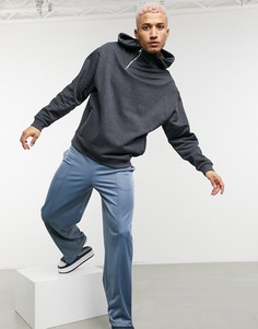 Oversized-худи с воротником-трубой на молнии в цвете темно-серый меланж ASOS DESIGN-Черный цвет