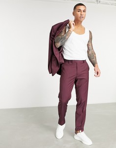 Бордовые узкие брюки ASOS DESIGN-Серый