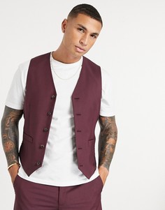 Бордовый приталенный жилет ASOS DESIGN-Серый