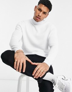 Белый обтягивающий джемпер с высоким воротом ASOS DESIGN