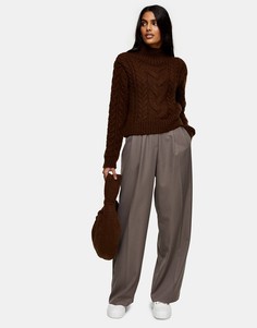 Коричневые строгие брюки Topshop-Коричневый цвет