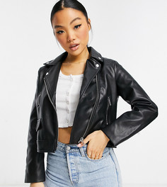Черная байкерская куртка из искусственной кожи ASOS DESIGN Petite Ultimate-Черный