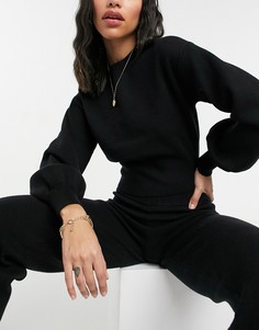 Черный трикотажный свитшот премиум-класса для дома с круглым вырезом ASOS DESIGN Выбирай и Комбинируй-Черный цвет