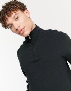 Черный свитшот с молнией 1/4 Topman-Черный цвет