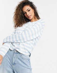 Лонгслив из органического хлопка в голубую полоску Monki Maja-Голубой