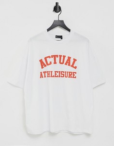Белая oversized-футболка с красным логотипом на спине ASOS Actual Athleisure-Белый