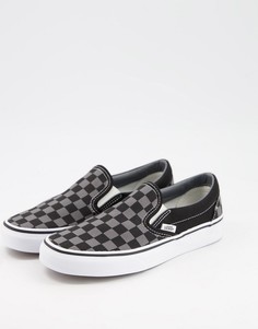 Черно-серые кроссовки без застежки в шахматную клетку Vans Classic Slip-On-Черный
