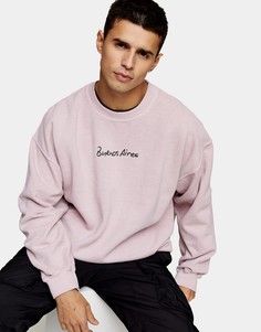 Розовый свитшот с принтом Topman Buenos Aires-Розовый цвет