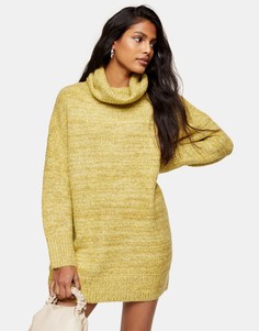 Зеленое платье-джемпер в стиле oversized с отворачивающимся воротом Topshop-Зеленый цвет