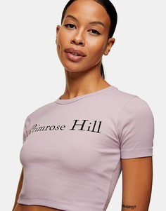 Сиреневая укороченная футболка с надписью "Рrimrose Hill" Topshop-Фиолетовый цвет
