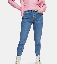 Голубые зауженные джинсы с потертыми швами Topshop Petite Jamie-Голубой