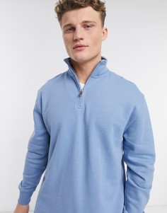 Синий свитшот с молнией 1/4 Topman-Голубой