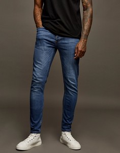 Выбеленные эластичные зауженные джинсы Topman-Голубой