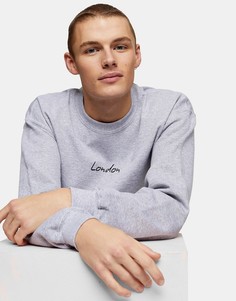 Серый свитшот с принтом "London" Topman