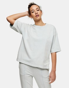 Шалфейно-зеленая oversized-футболка с эффектом кислотной стирки Topshop-Зеленый