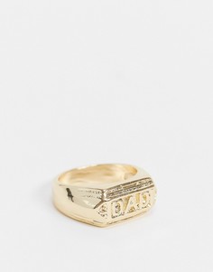 Золотистое блестящее кольцо-печатка с надписью «DAD» ASOS DESIGN-Золотистый
