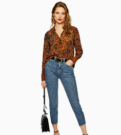 Синие выбеленные джинсы прямого кроя Topshop Petite-Голубой