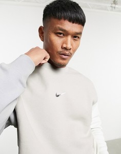 Светло-бежевый свитшот в стиле колор блок с круглым вырезом Nike-Нейтральный