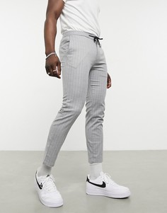 Серые зауженные джоггеры в полоску Topman-Серый