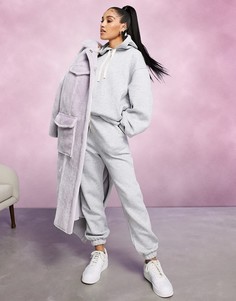 Спортивный костюм цвета серый меланж в стиле oversized с худи со шнурком и джоггерами ASOS DESIGN