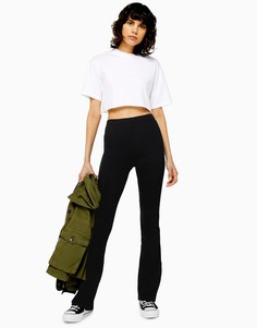 Черные расклешенные брюки в рубчик Topshop-Черный цвет
