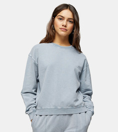Синий свитшот с эффектом кислотной стирки Topshop Petite-Фиолетовый цвет