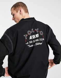 Oversize-рубашка с эффектным принтом "Tokyo" ASOS DESIGN-Черный
