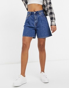 Темно-синие джинсовые шорты со складками Levis Ribcage-Голубой Levis®