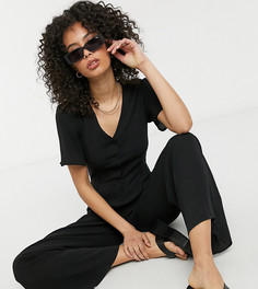 Черный комбинезон с кюлотами и короткими рукавами ASOS DESIGN Tall-Черный цвет