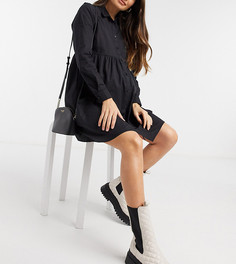 Черное свободное платье-рубашка мини из органического хлопка ASOS DESIGN Maternity-Черный цвет