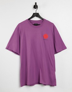 Фиолетовая футболка с принтом солнца в японском стиле Edwin-Фиолетовый цвет