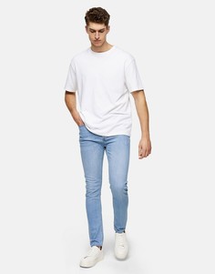 Светлые эластичные зауженные джинсы из органического хлопка Topman-Голубой
